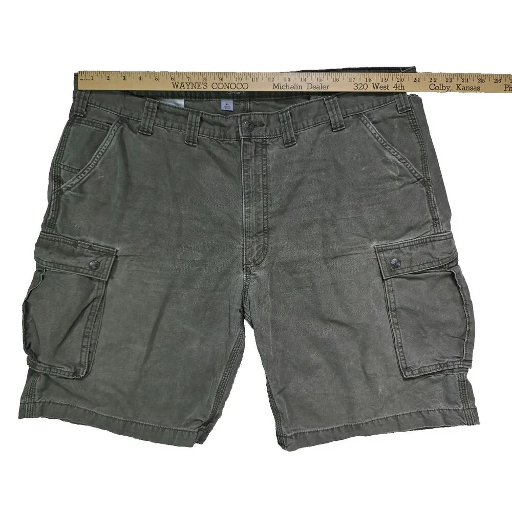 Carhartt Relaxed Fit Cargo Shorts Green Cotton Canvas Workwear Men's 44